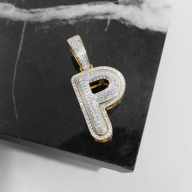 White Diamond P Pendant in 10k Yellow Gold .29 Ctw